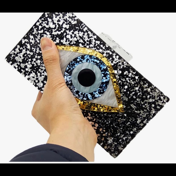 🔥Evil Eye Acrylic Clutch Glitter Purse Evening Bag Crossbody Handbags clutch - Picture 4 of 6